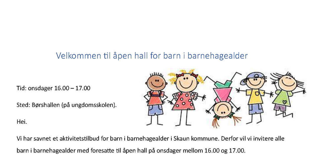 Bilde/illustrasjon for Åpen hall for barn i barnehagealder